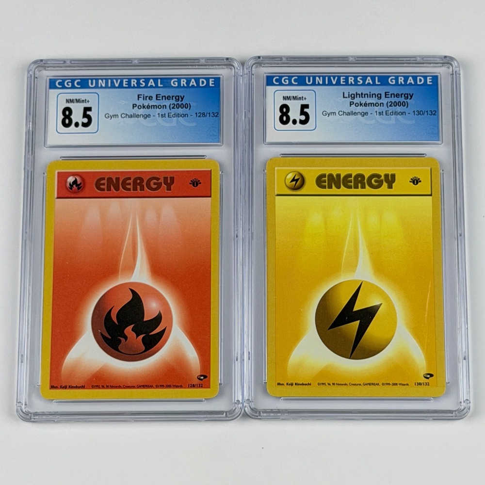 Pokemon Gym Challenge 1st Edition Fire & Lightning Energy CGC 8.5 NM/Mint+ 2000